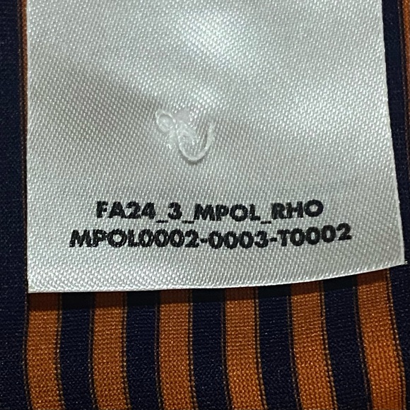 Rhoback Polo Shirt XXL Orange Navy Stripe Performance Golf Stretch Moisture Wick - Picture 7 of 7